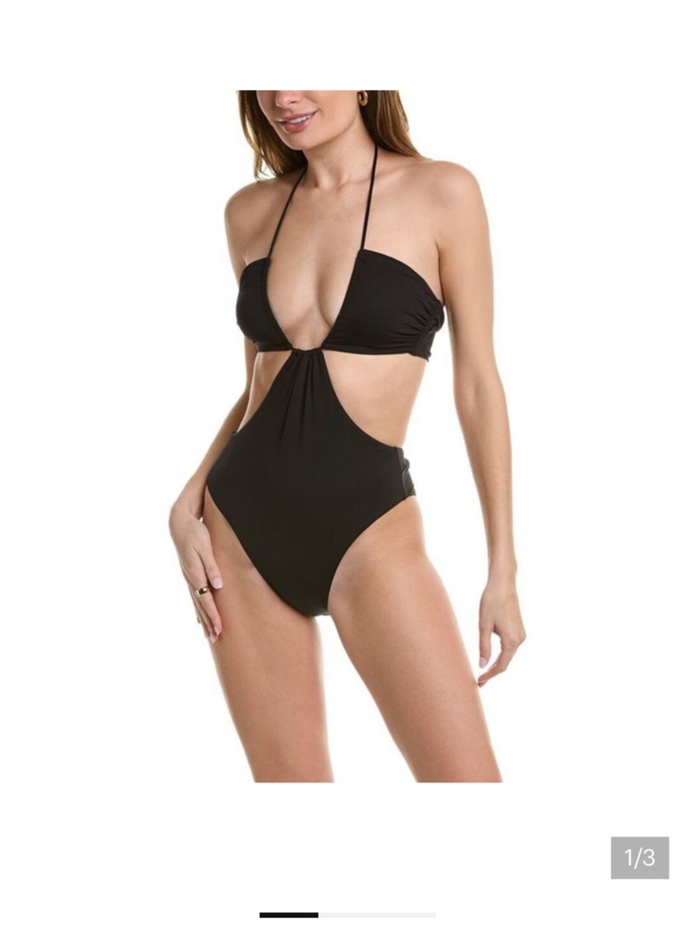 ALC Black Cutout ANA Halter One-Piece Swimsuit - Women Swim (L) NWT